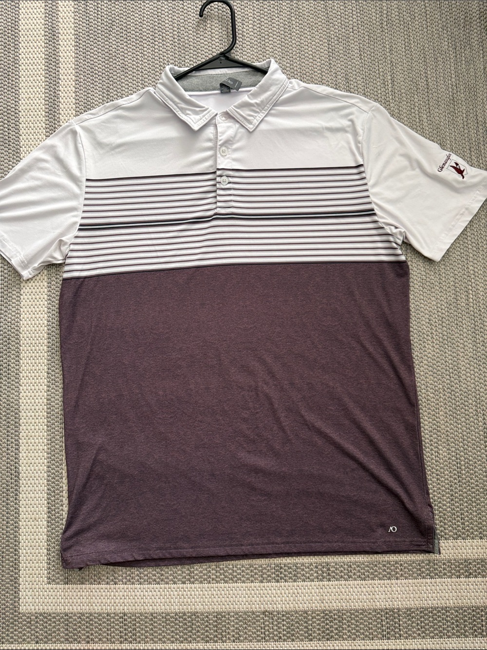 Anderson Ord men’s Maroon and White Striped Golf Performance Polo